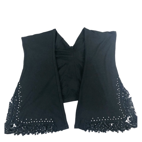 Vocal Pants - Vocal Black Bell Bottom Crochet Stone Pants New